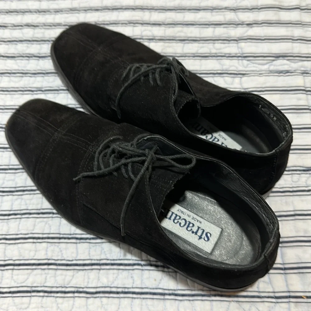 Stracam Italy Black  Suede Panels Dress Oxford Shoes size 8.5 - Picture 5 of 16